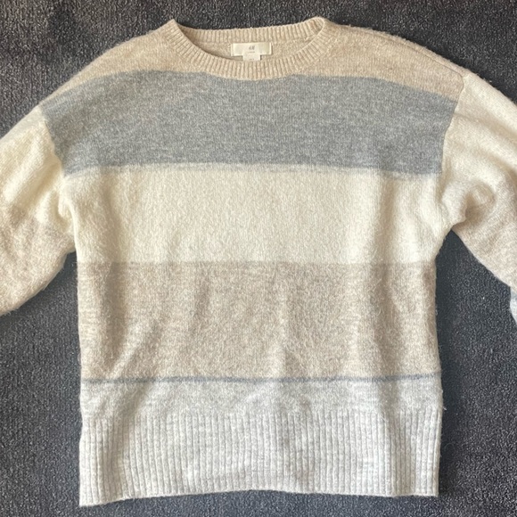H&M Block Striped Sweater With Brown, Cream, and Gray Colors Size Small - Picture 1 of 5
